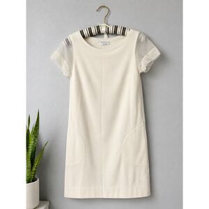 Brunello Cucinelli ivory/cream mini shift dress, made in Italy.
